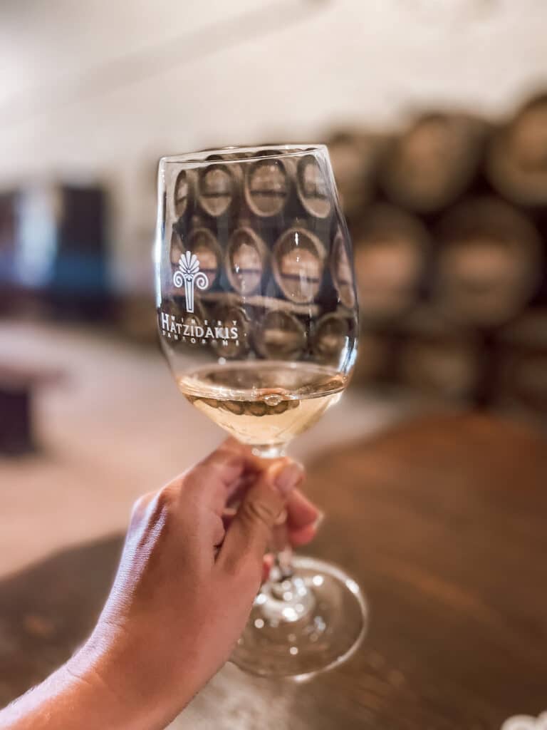 Honeymoon in Santorini - Glass of Santorini wine